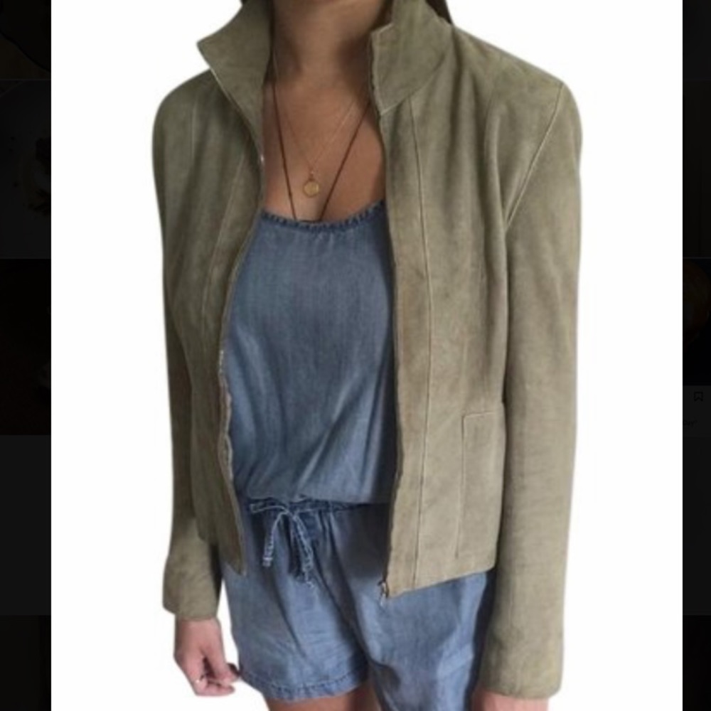 Chanel Olive Green Suede Jacket